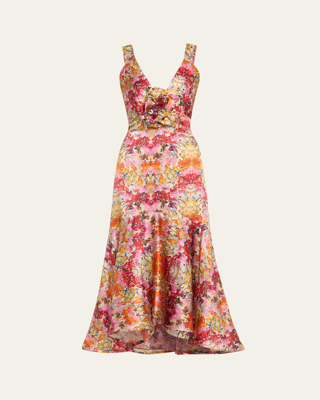 Saskya Printed High-Low Midi Dress